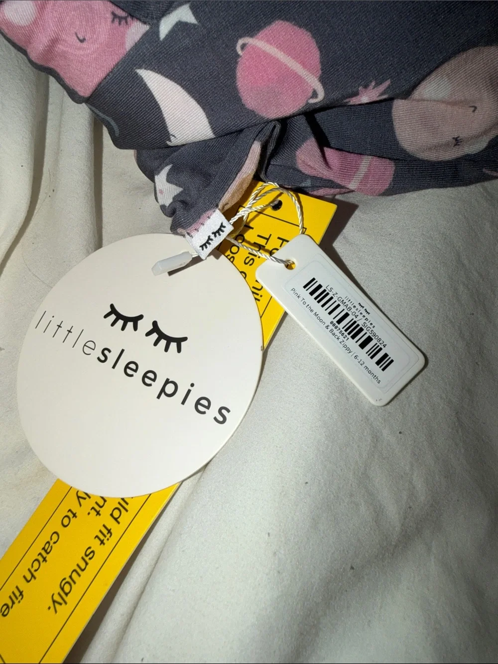 Little Sleepies Pink & Navy Moon Star Zip Footed Pajamas